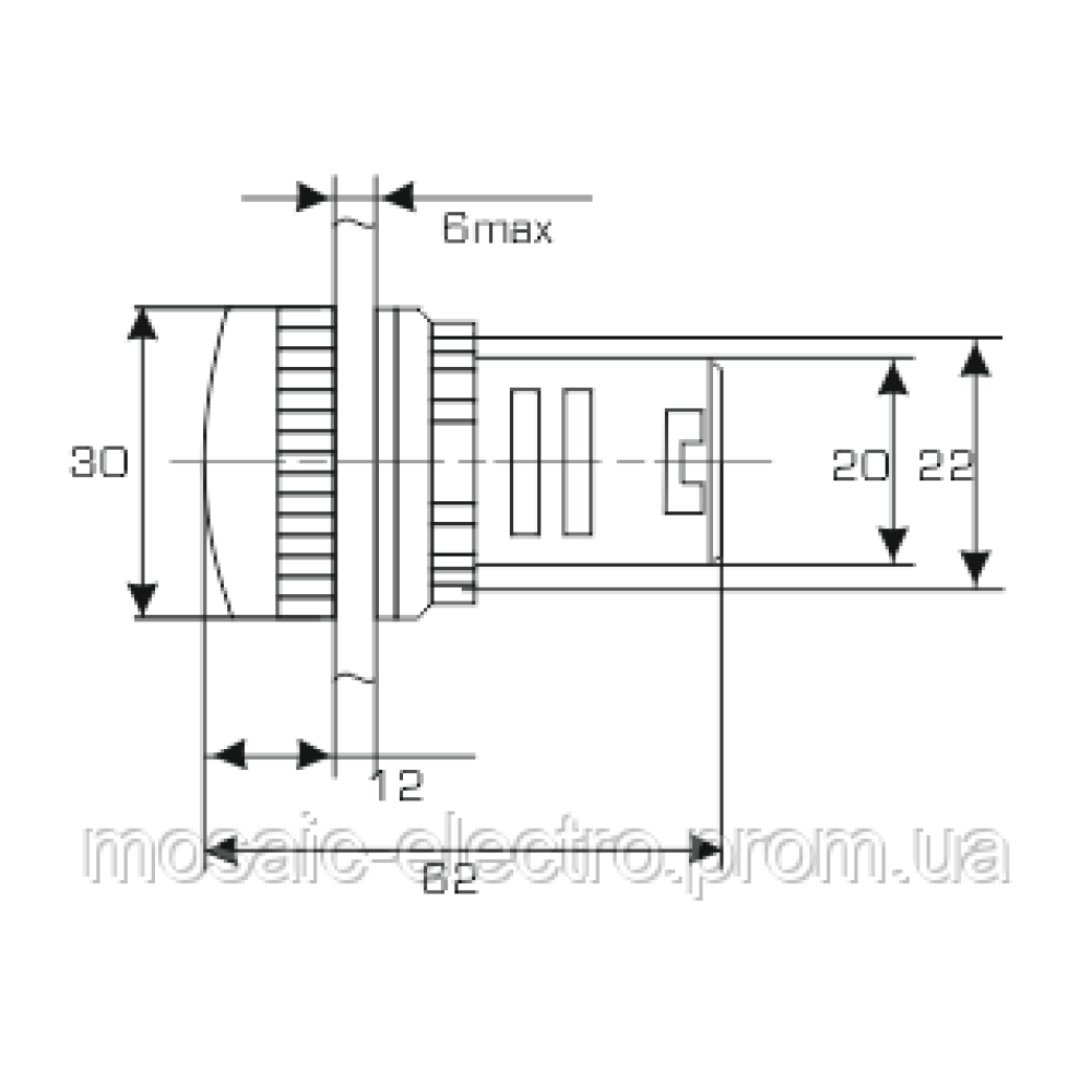 Індикаторна лампа світлодіодна біла AD22-22DS LED
